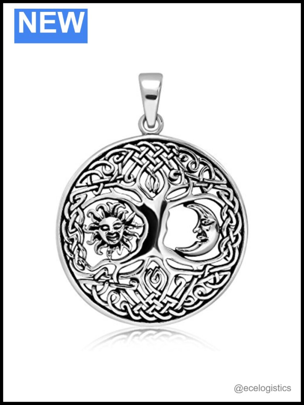 Sterling Silver Celtic Knot Tree of Life Pendant Necklace
